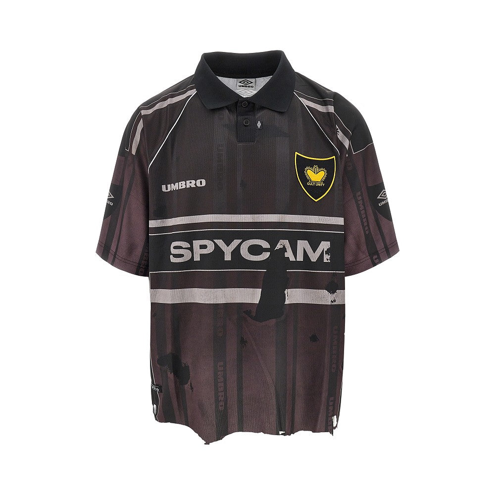 Distressed technical jersey polo shirt