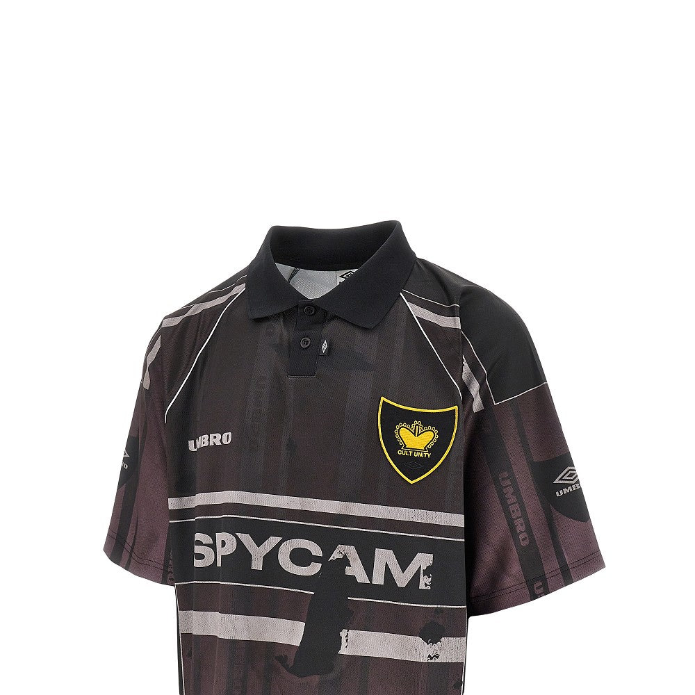 Distressed technical jersey polo shirt