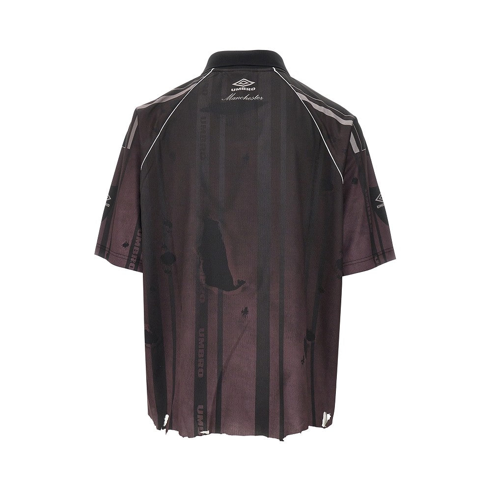 Distressed technical jersey polo shirt