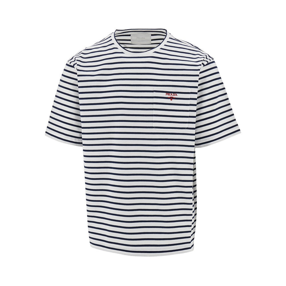 T-shirt a righe con tasca sul petto