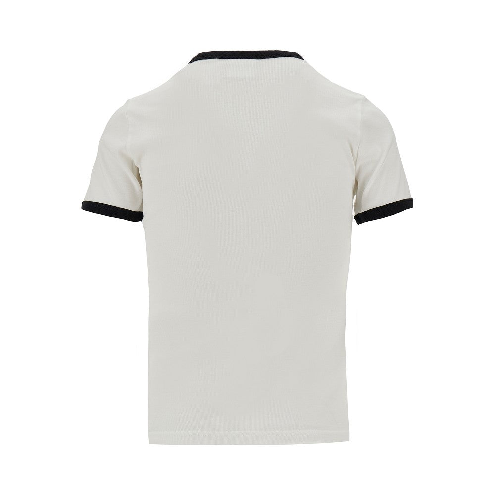 T-shirt in cotone con bordi a contrasto