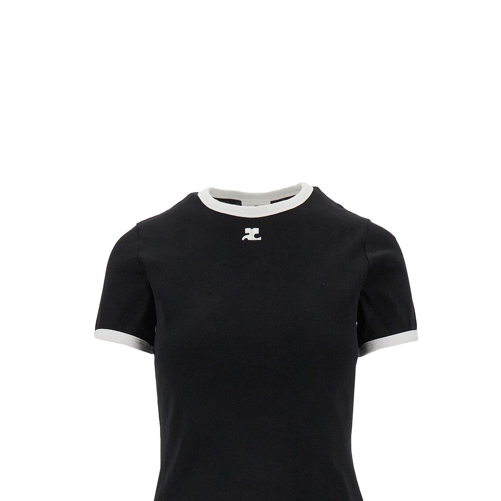 T-shirt in cotone con bordi a contrasto