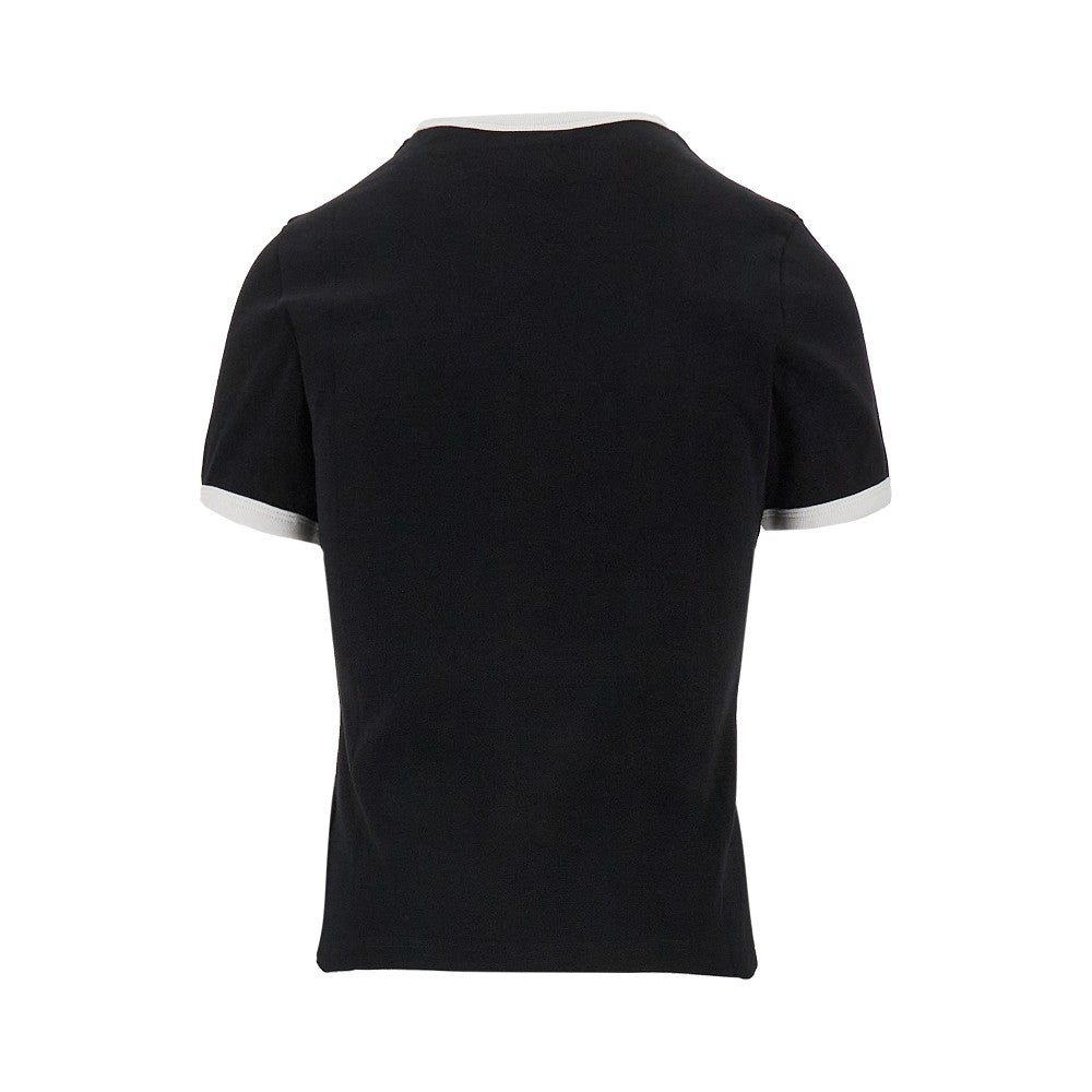 T-shirt in cotone con bordi a contrasto