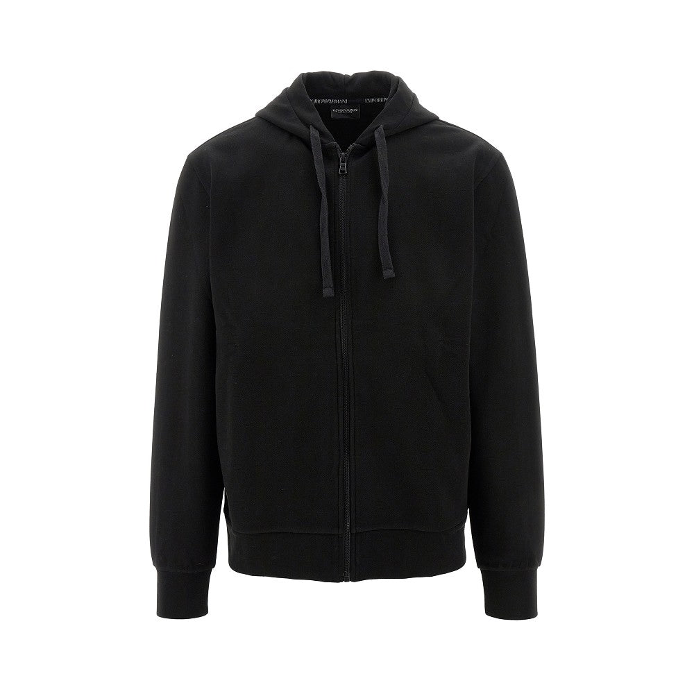 Piquet full-zip hoodie