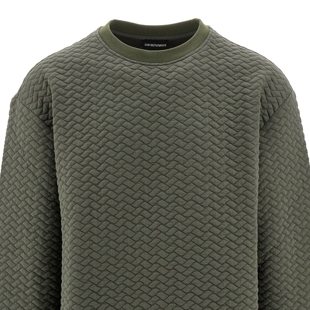 Quilted jersey crewneck sweatshirt