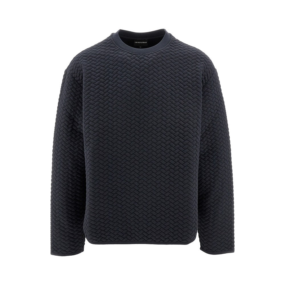 Quilted jersey crewneck sweatshirt