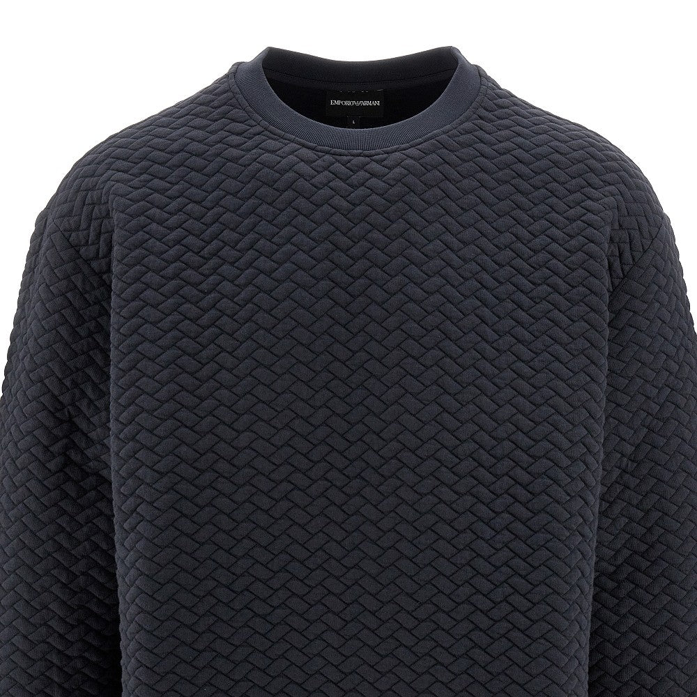 Quilted jersey crewneck sweatshirt