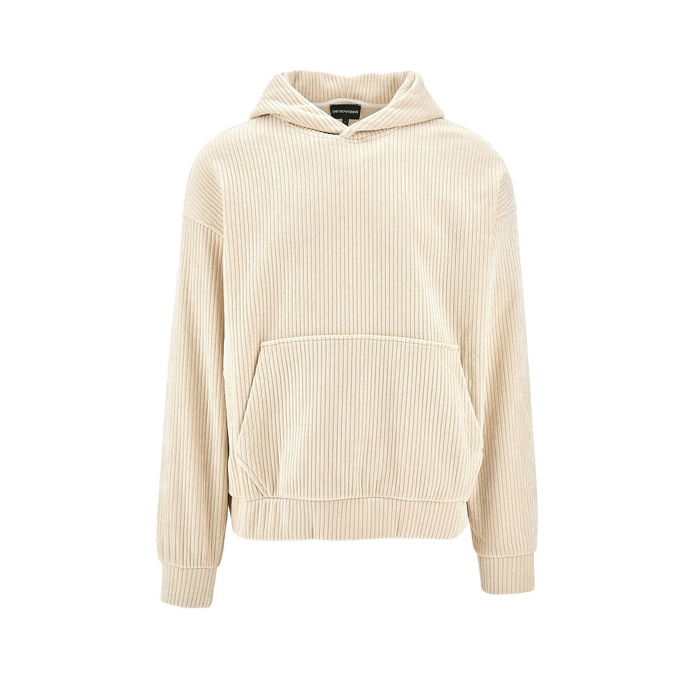 Ribbed velour hoodie