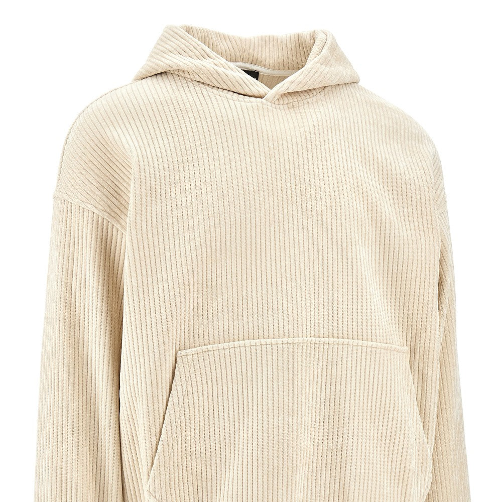 Ribbed velour hoodie