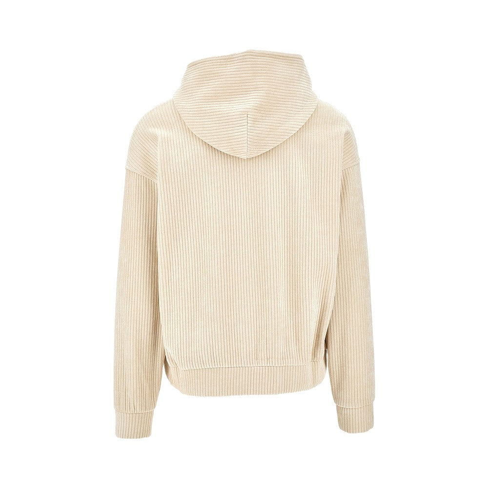 Ribbed velour hoodie