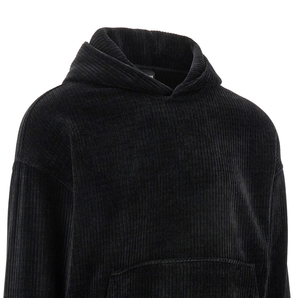 Ribbed velour hoodie