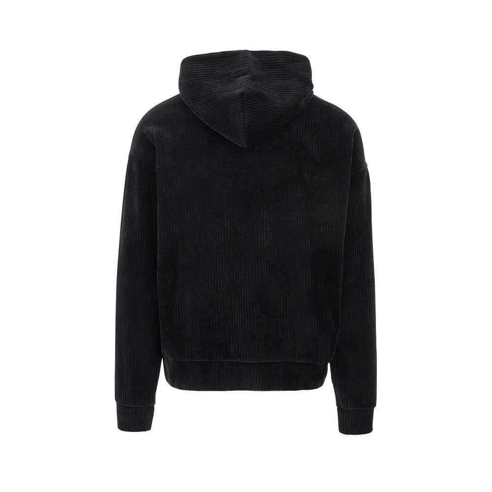 Ribbed velour hoodie