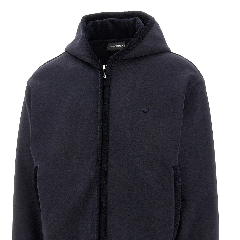 Full-zip hoodie with corduroy trims