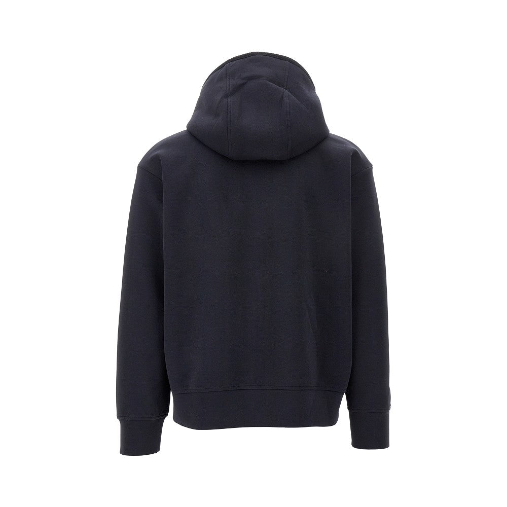 Full-zip hoodie with corduroy trims