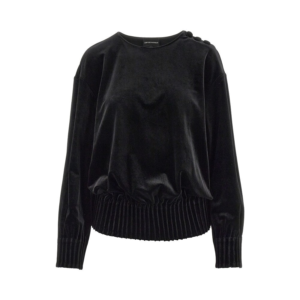 Chenille sweatshirt with shoulder buttons