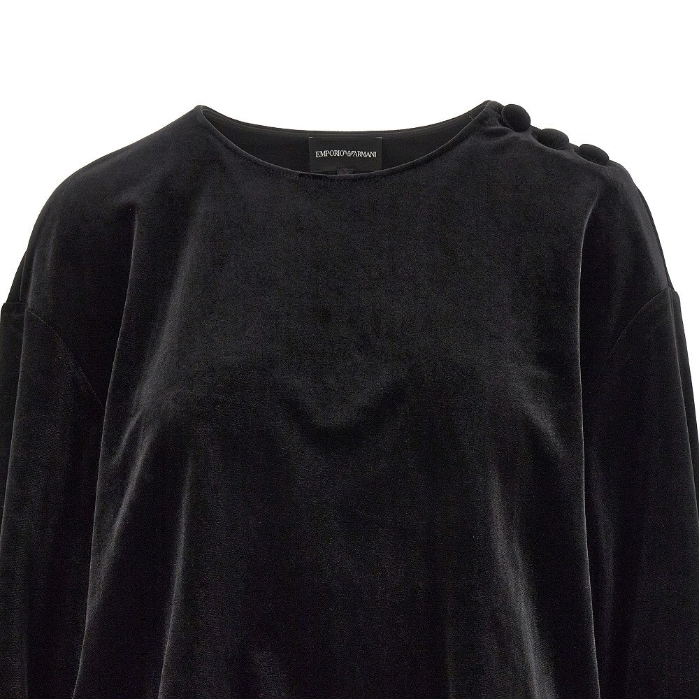 Chenille sweatshirt with shoulder buttons
