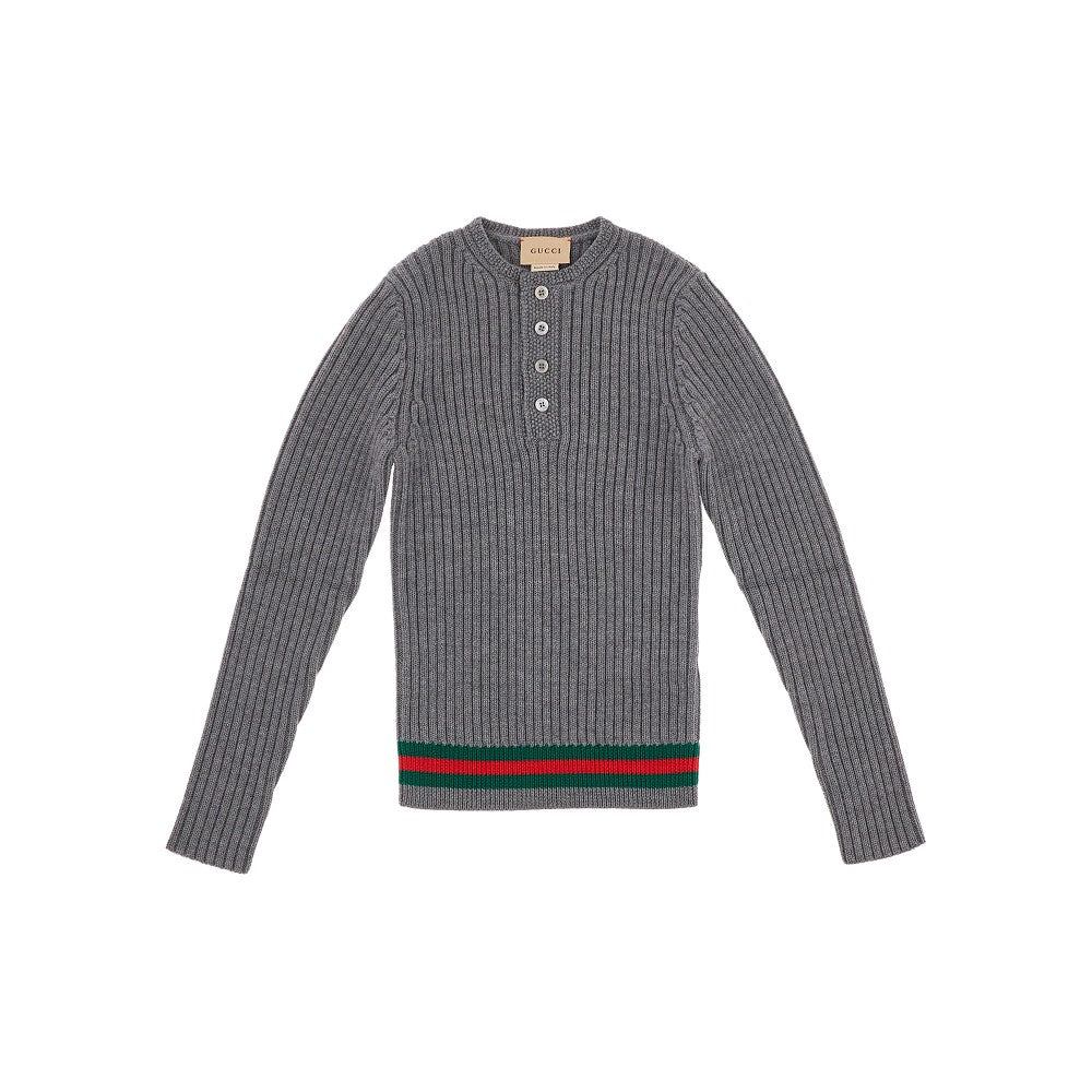 Ribbed wool sweater with Web motif