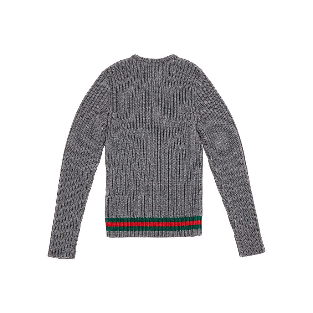 Ribbed wool sweater with Web motif