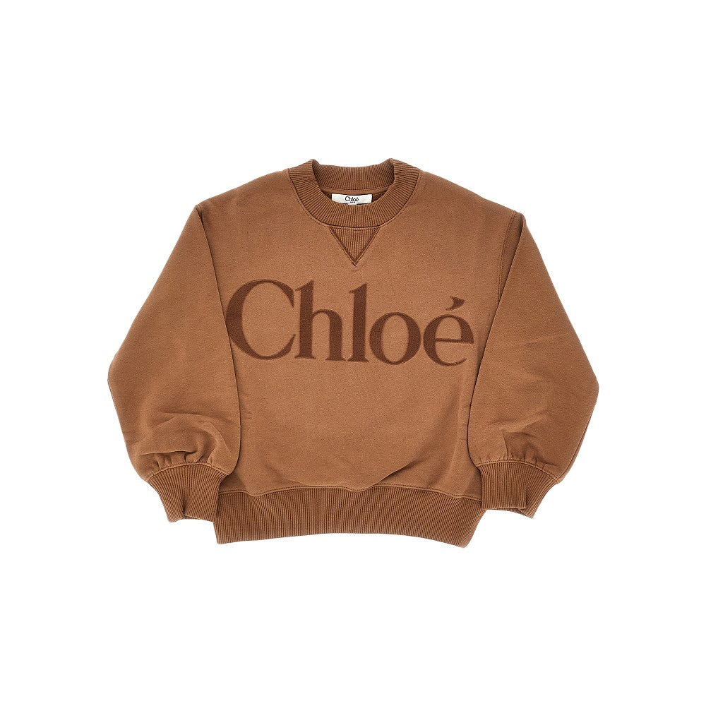 Crewneck sweatshirt with flocked logo