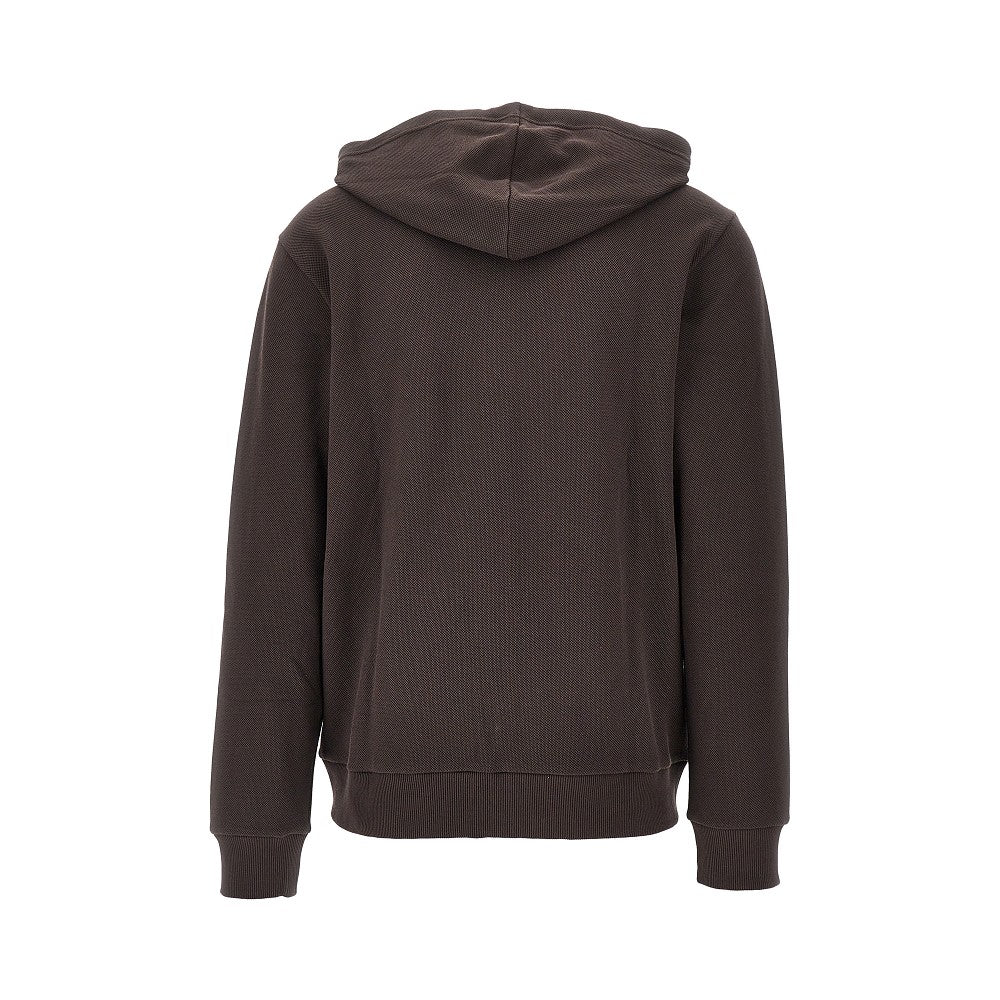 Piquet jersey full-zip hoodie