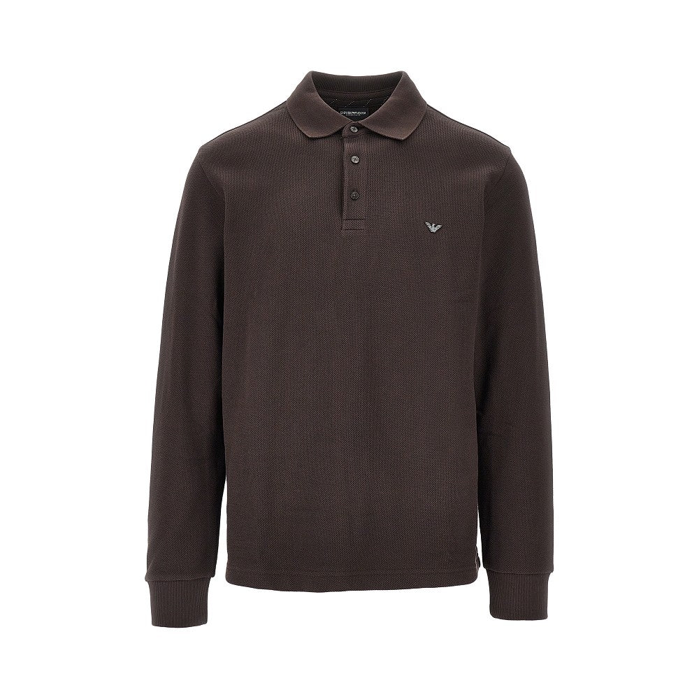 Flecce-back piquet polo shirt