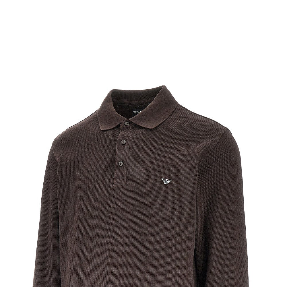 Flecce-back piquet polo shirt