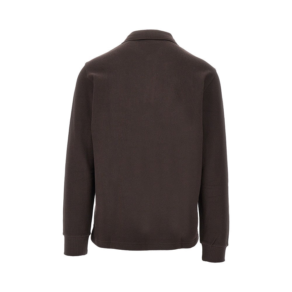 Flecce-back piquet polo shirt