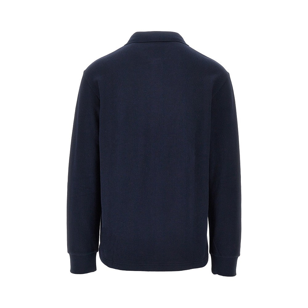 Flecce-back piquet polo shirt