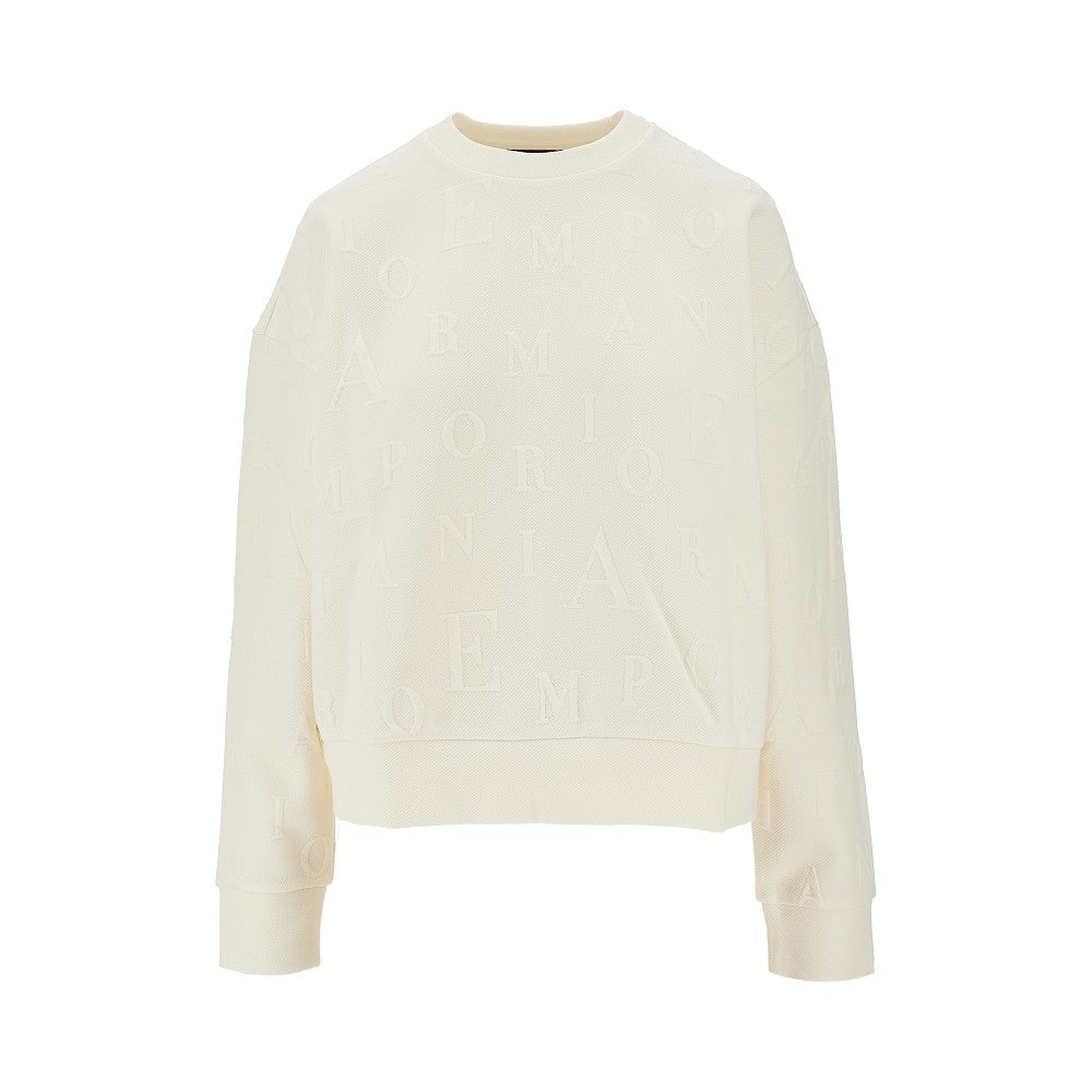 Embossed logo motif crewneck sweatshirt