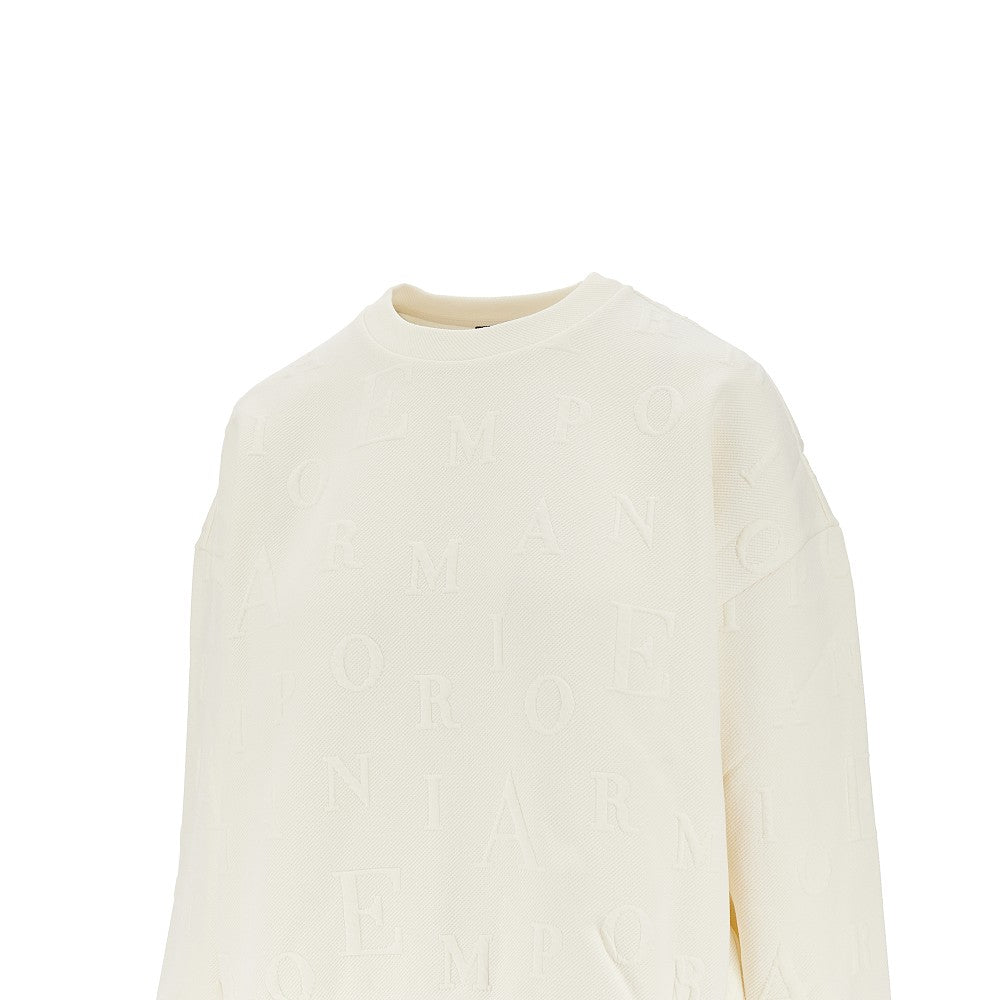 Embossed logo motif crewneck sweatshirt