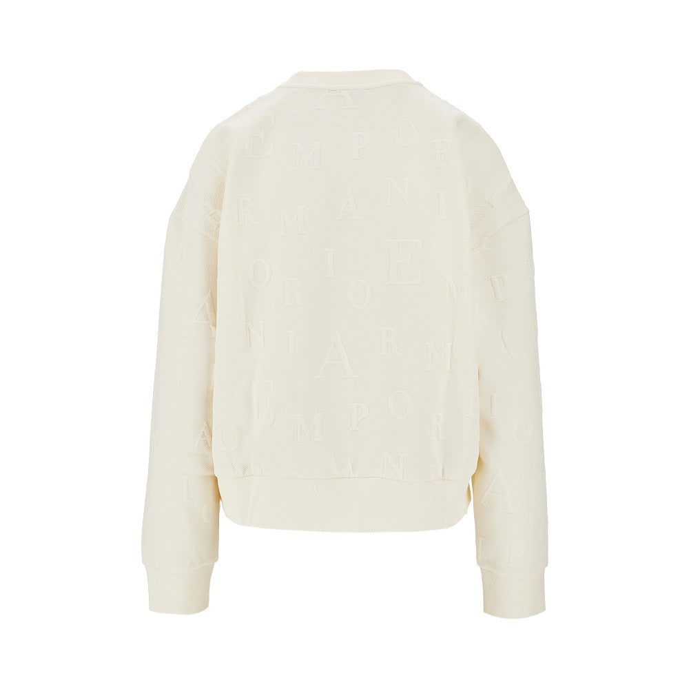 Embossed logo motif crewneck sweatshirt
