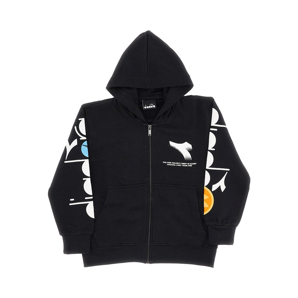 Full-zip hoodie with logo prints