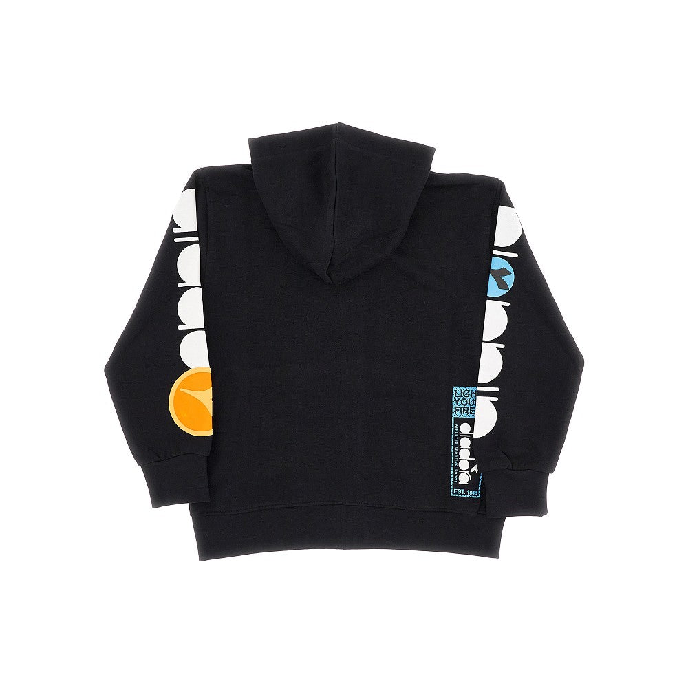 Full-zip hoodie with logo prints