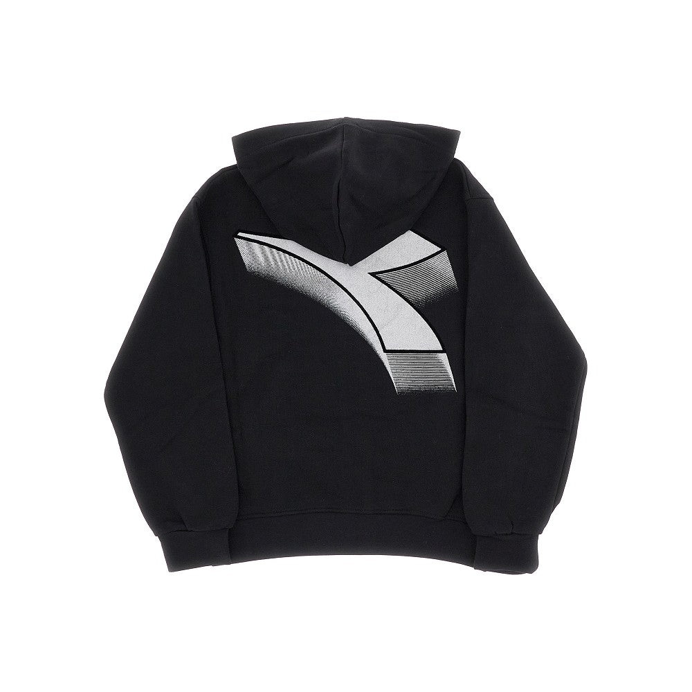 Metallized logo print full-zip hoodie