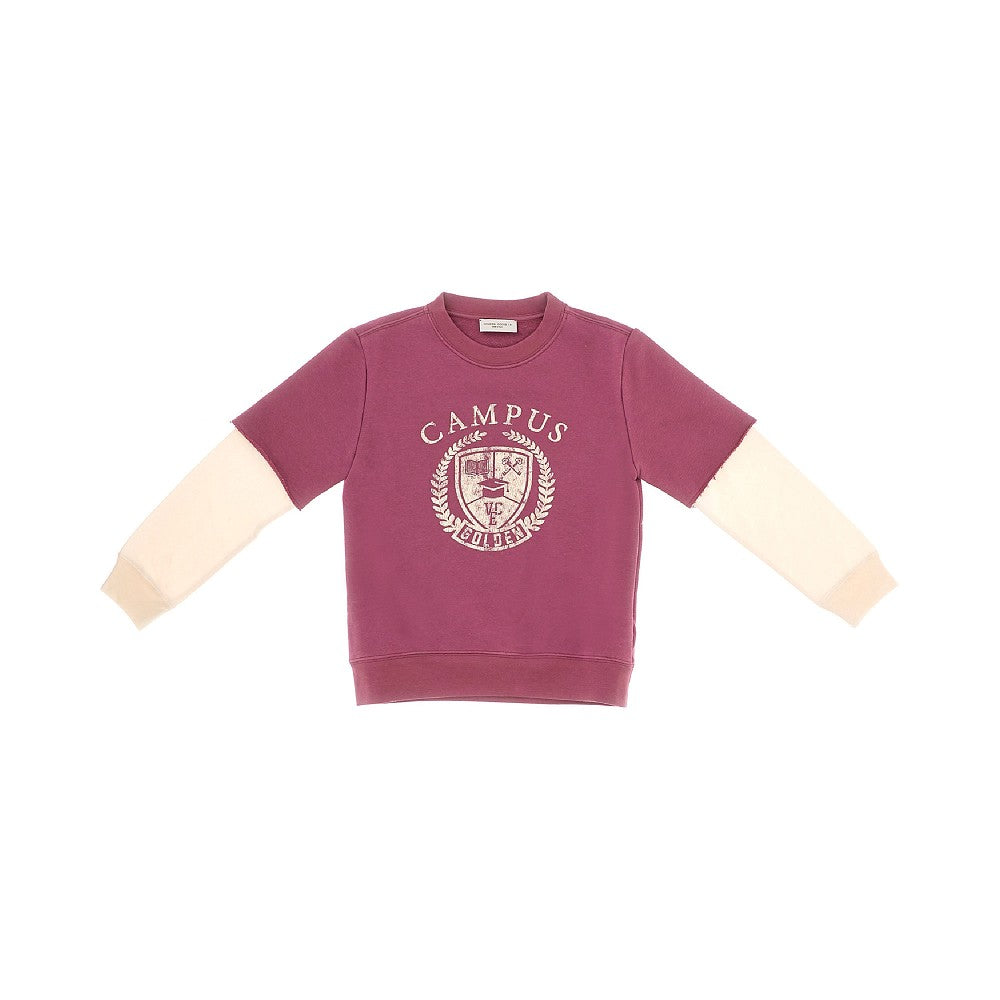 Crewneck sweatshirt with double sleeves