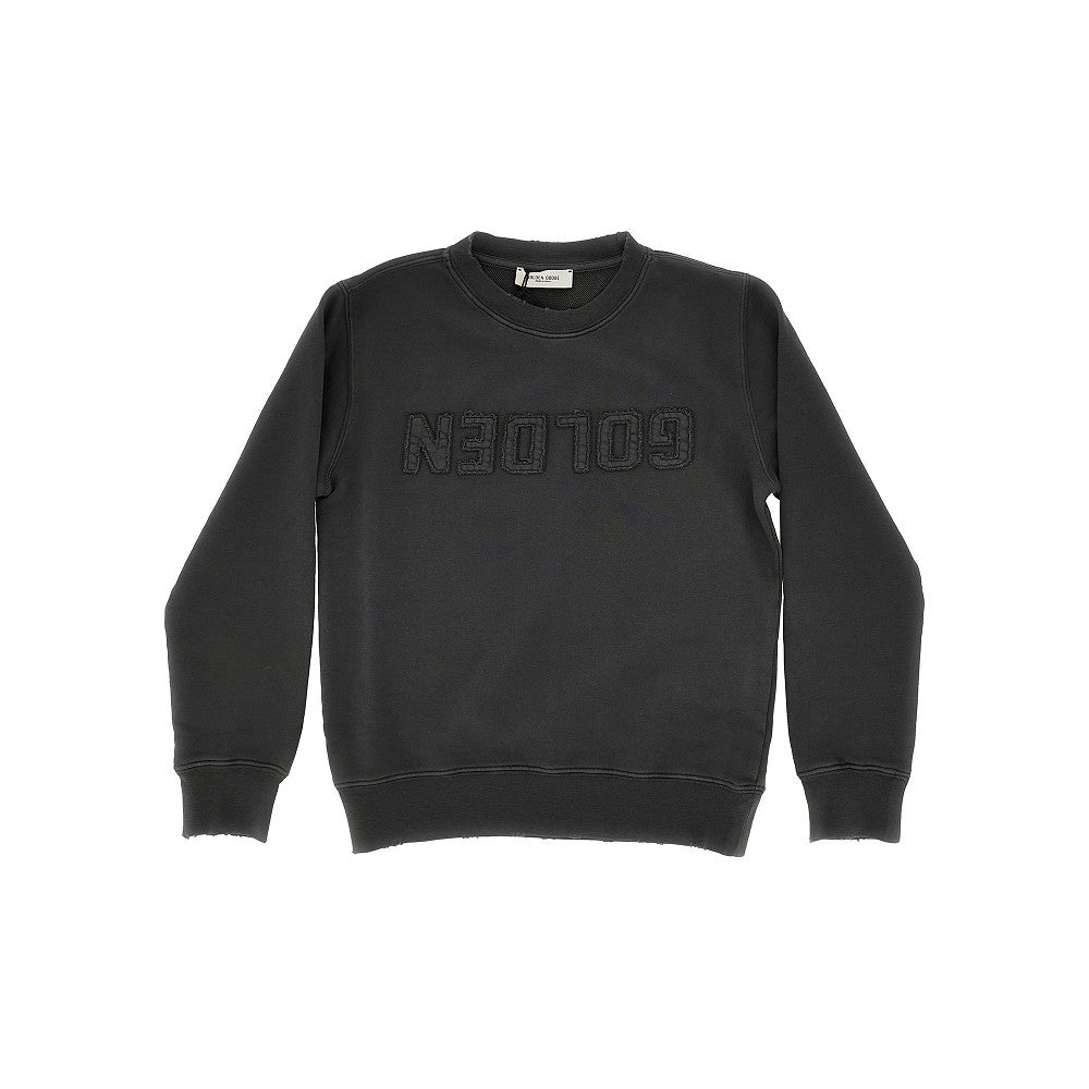 Felpa girocollo con logo in rilievo