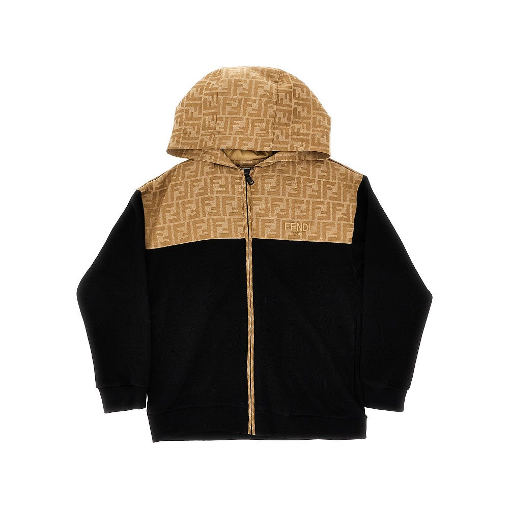 French terry and FF canvas full-zip hoodie