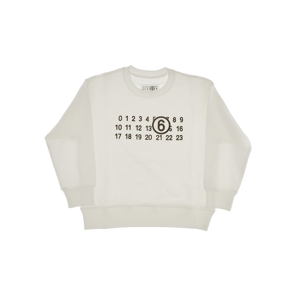 Crewneck sweatshirt with flocked logo