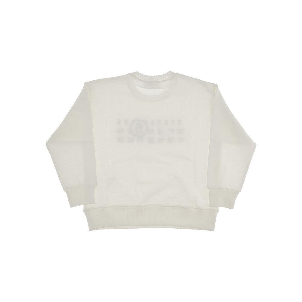 Crewneck sweatshirt with flocked logo