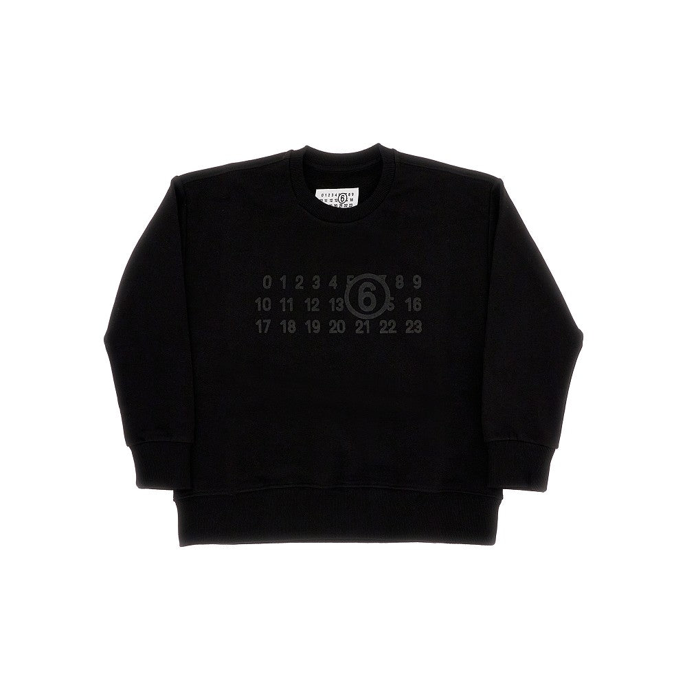 Crewneck sweatshirt with flocked logo