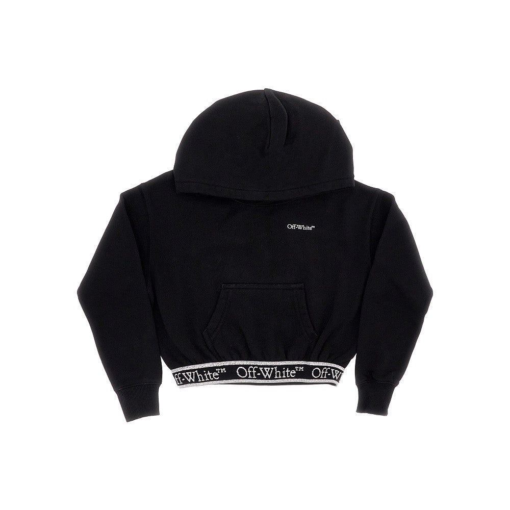 Cropped hoodie with branded band