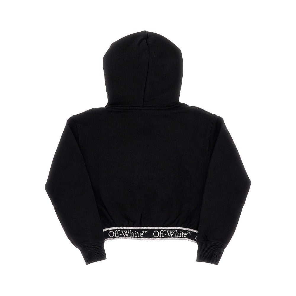 Cropped hoodie with branded band