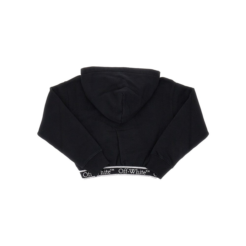 Cropped hoodie with lurex logo band