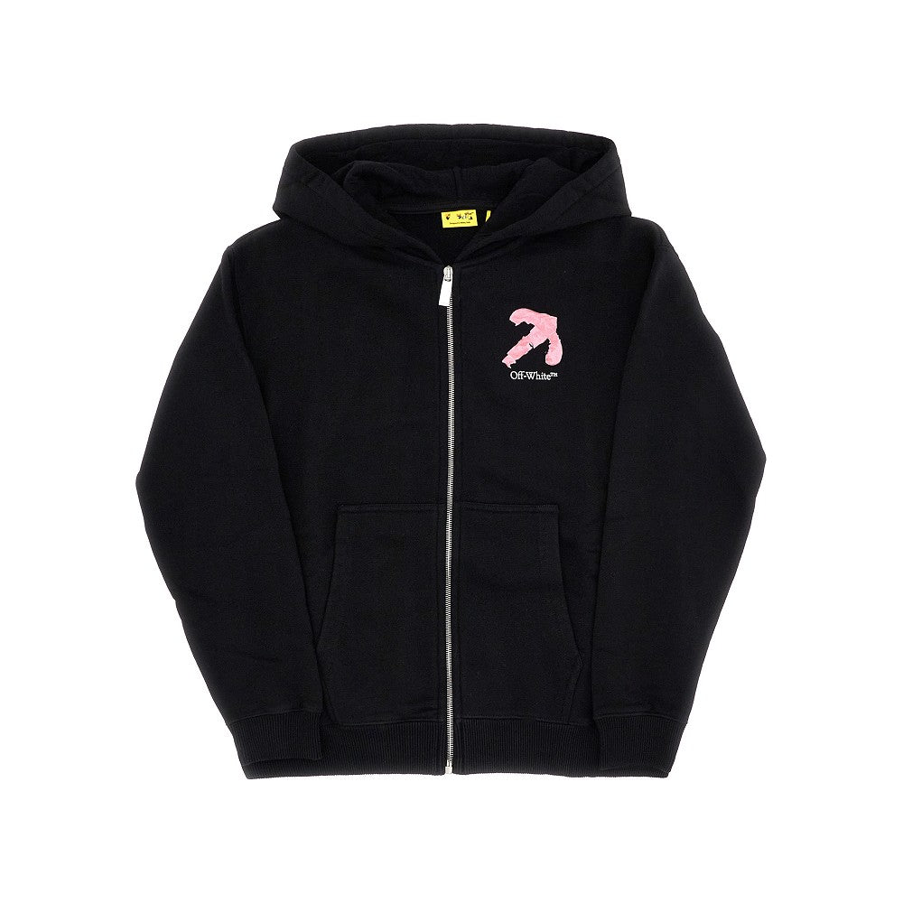 'Arrow acrylic' print full-zip hoodie