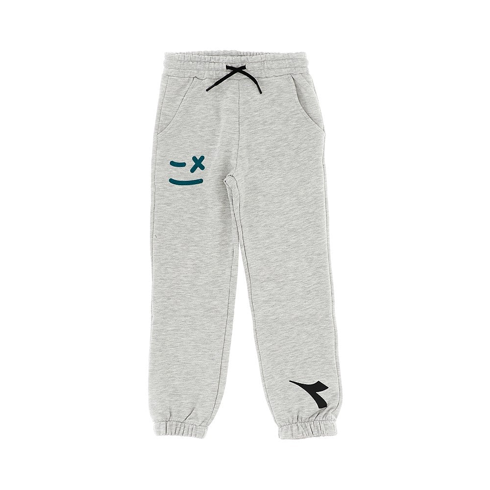 Pantalone in felpa mélange con stampa