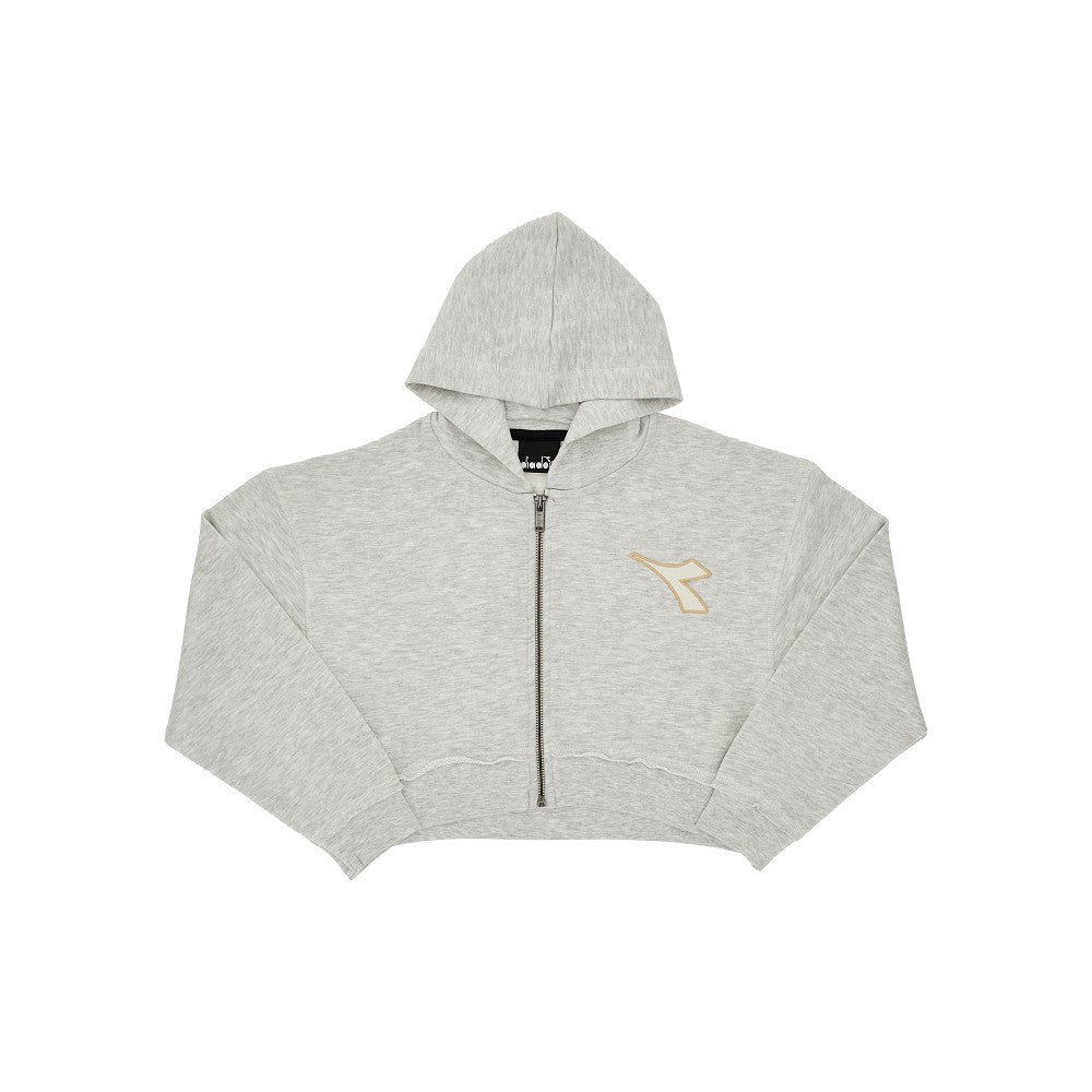 Full-zip cropped hoodie