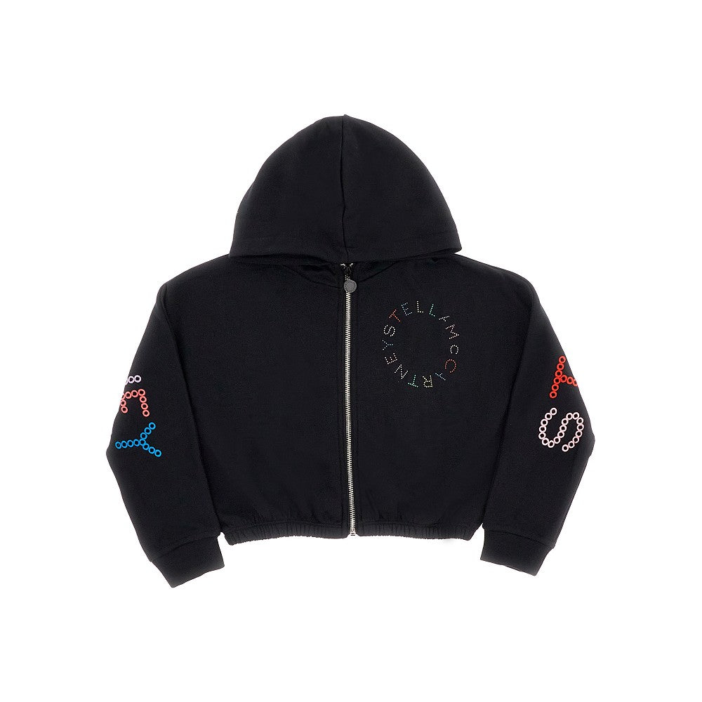 Cropped full-zip hoodie with logo embroidery