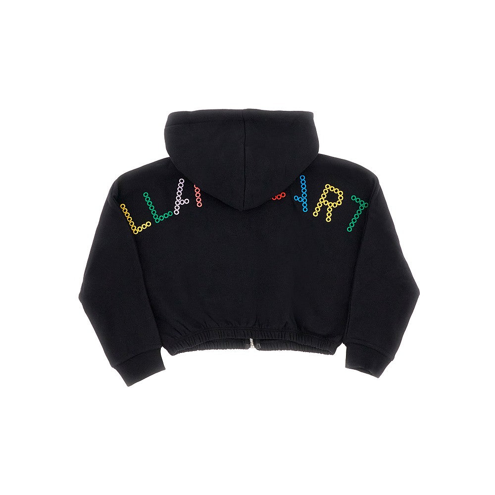 Cropped full-zip hoodie with logo embroidery