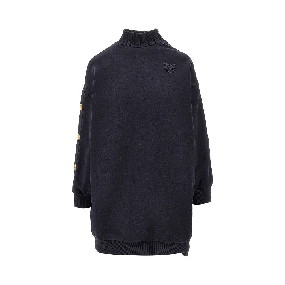 French terry mini dress with buttons