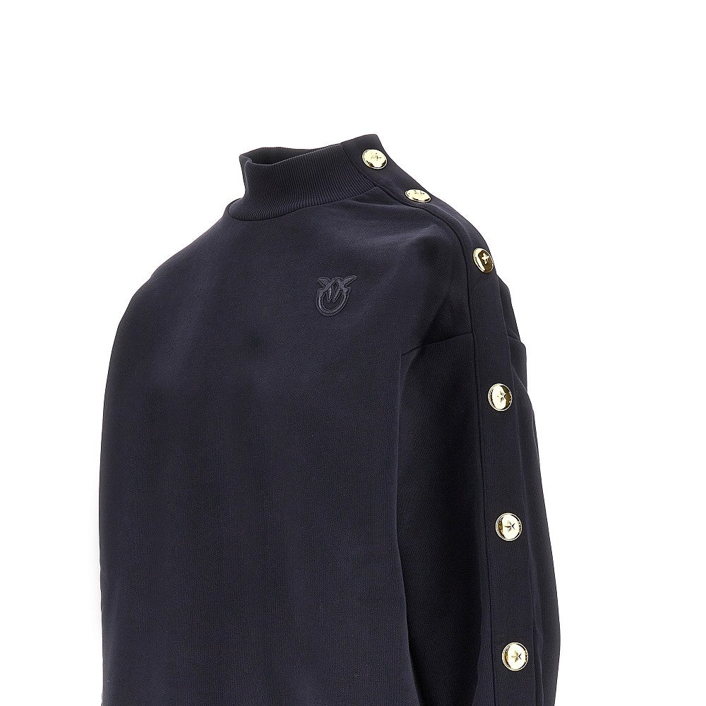 French terry mini dress with buttons